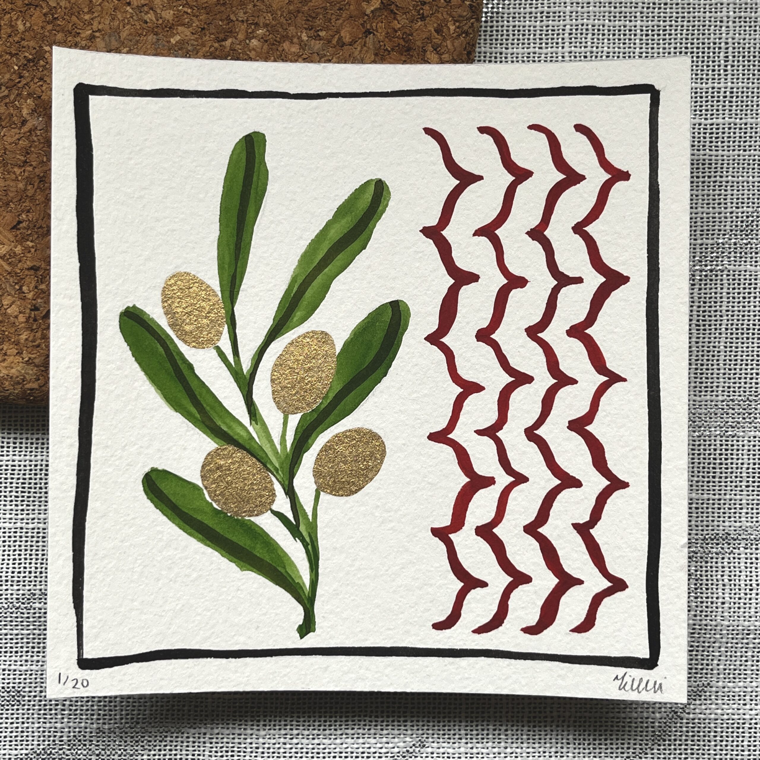 Painting number 1 of 20 in Nikki's "Olive Branch" limited edition series.